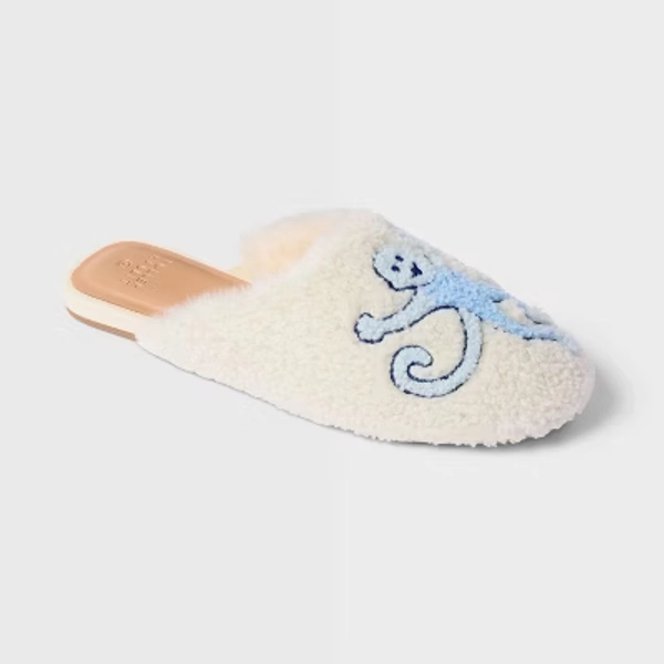 Women's Monkey Fuzzy House Slippers Blue/Tan - Roller Rabbit x Target