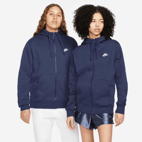 Nike Sportswear Club Fleece Men's Full-Zip Hoodie - Midnight Navy/Midnight Navy/White - Size S