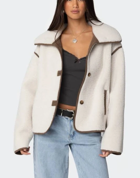 Edikted Women's Oversized Faux Shearling Jacket
