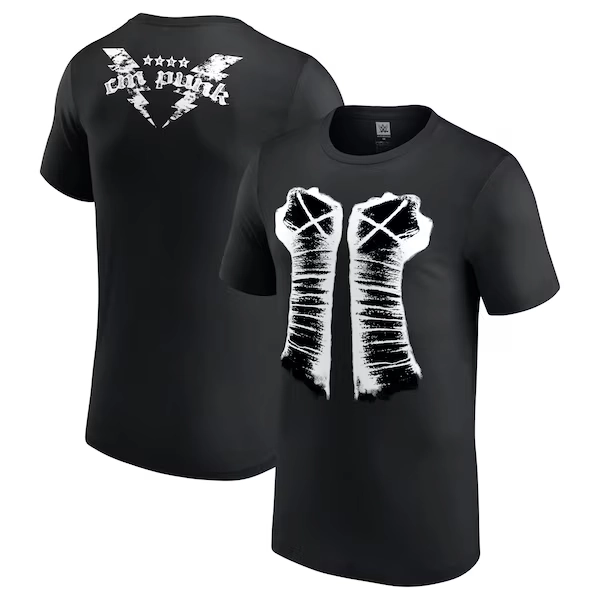 Men's Black CM Punk Fists Retro T-Shirt