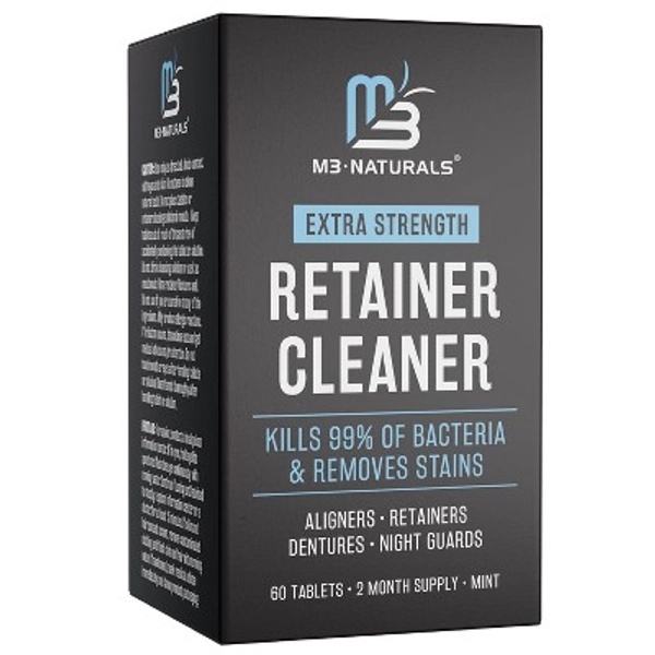 Mint Retainer Cleaner, Extra Strength Denture Cleaning Tablets, Invisalign Cleaner, Removes Odors Discoloration Stains and Plaque, M3, 60ct