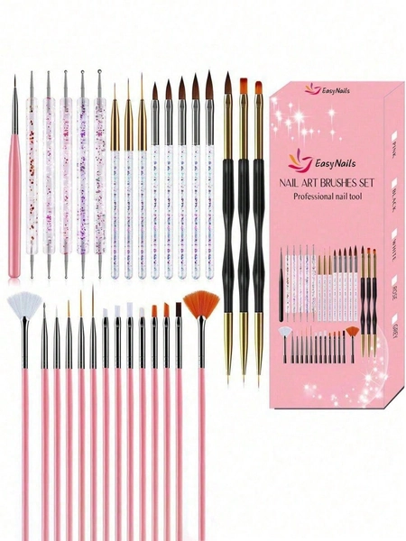 35/31pcs Professional Nail Art Brush Set - 3D Gel Brushes, Acrylic Brushes, Salon-Grade Nail Tools, Suitable For Home Manicure And Salon Use
