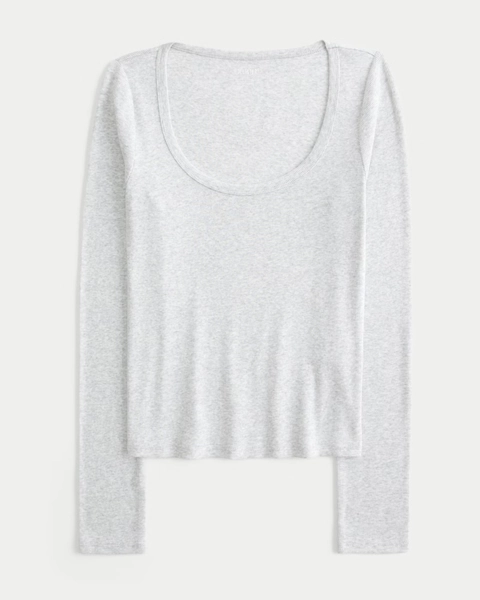 Long-Sleeve Scoop Top