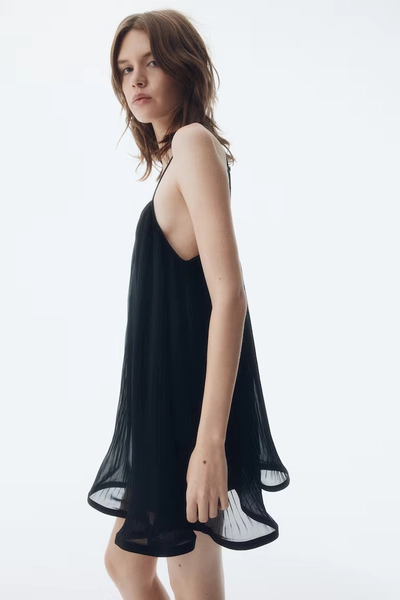 Pleated Camisole Dress - Black