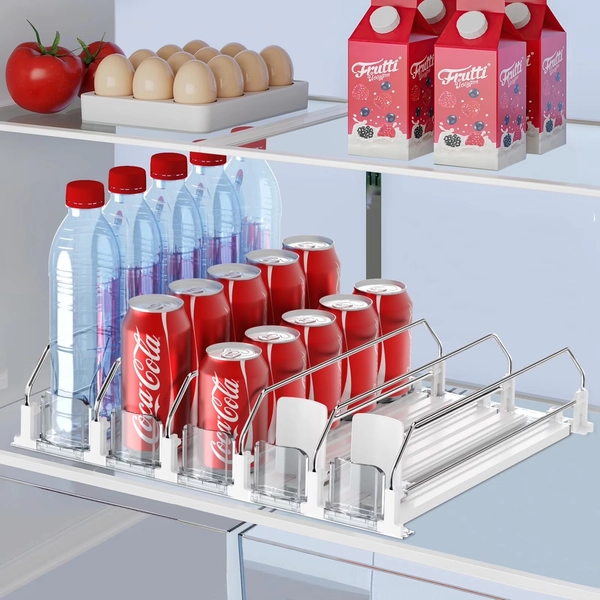 Drink Organizer for Fridge,Self Pushing Fridge Drink Organizer,Automatic Drink Dispenser for Fridge-Holds up to 25 Cans - Walmart.com