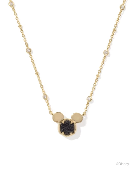 Disney | Kendra Scott Gold Mickey Mouse Short Pendant Necklace in Black Drusy