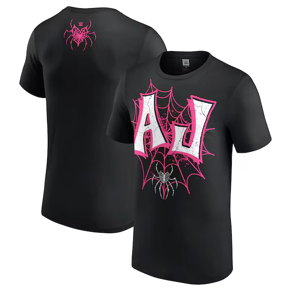Men's Black AJ Lee Pink Initials T-Shirt