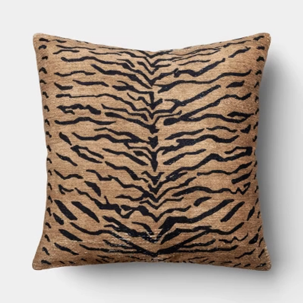 Square Tiger Stripe Pillow brown sugar/black - Threshold™