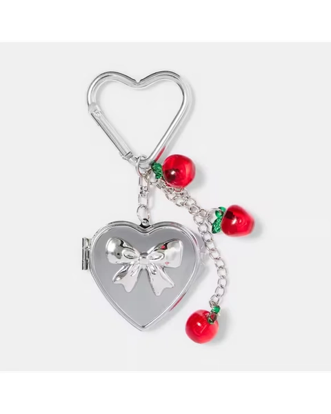 Locket Apple Bag Charm Keyring - Silver - SILVER - One Size