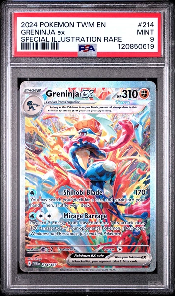 Graded 2024 PSA 9 Pokemon TWM EN Twilight Masquerade Greninja EX SIR #214 - Walmart.com