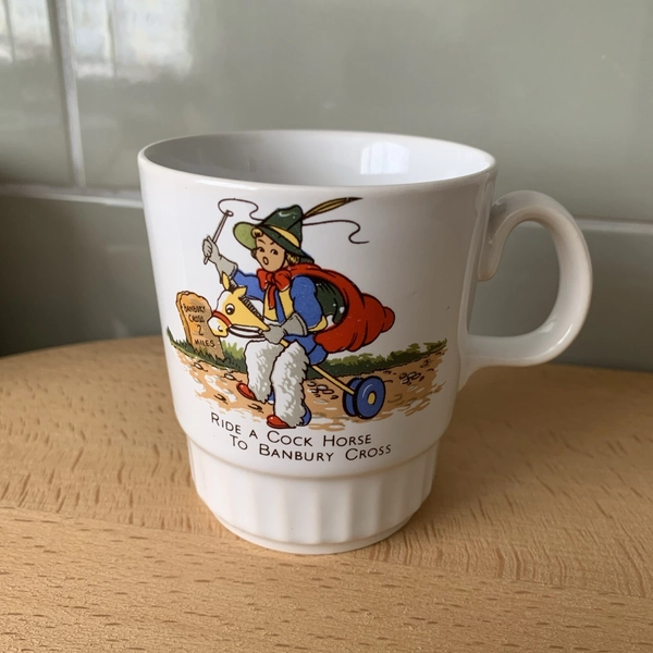Vintage Nursery Rhyme Children’s Small Ceramic Mug 1970’s Collectible Nostalgic 