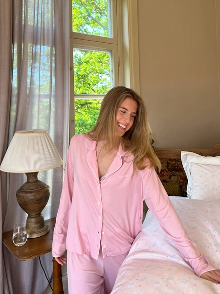 Go Slow PJ Shirt Pink/White