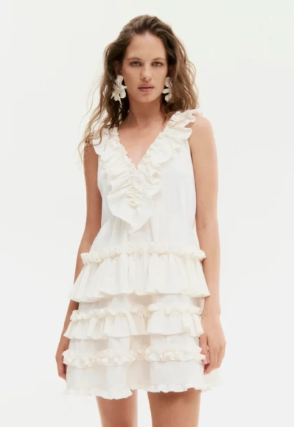 Kleid mit Volants - Knallrot
