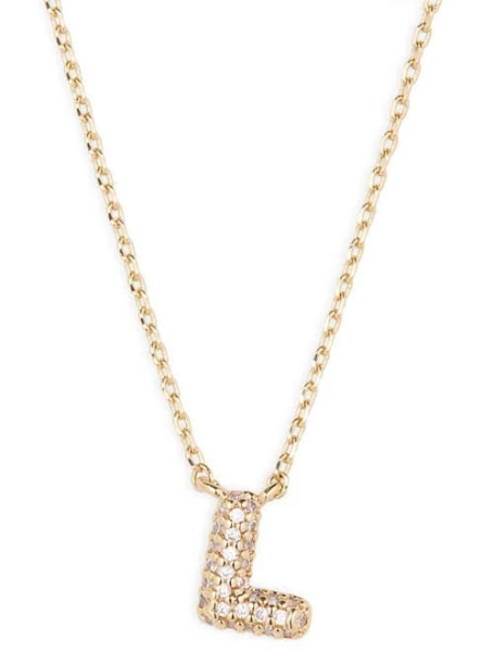 BP. Pavé Crystal Initial Necklace in L- 14K Gold Dipped at Nordstrom