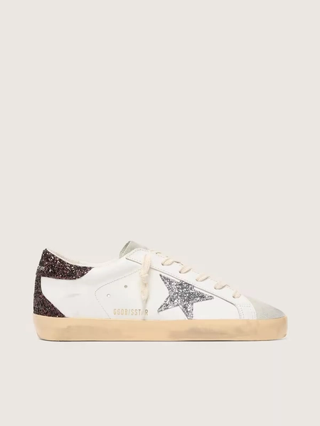 Women's Super-Star with silver star and brown glitter heel tab