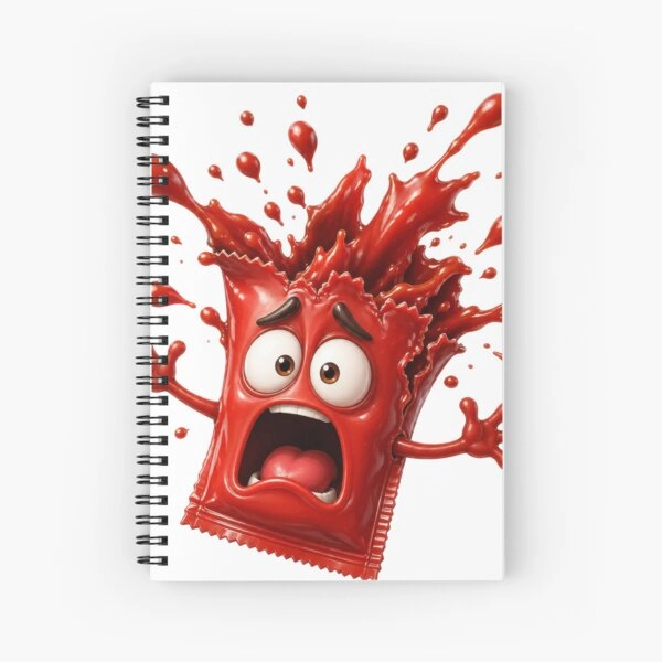 Scared Red Paint Splatter Cartoon Character Journal