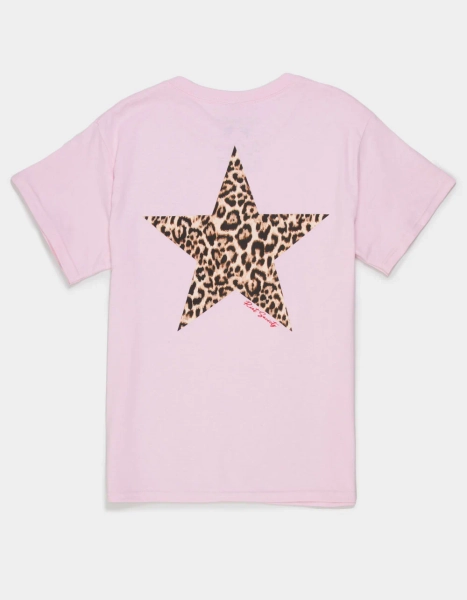 RIOT SOCIETY Leopard Star Girls Boyfriend Tee - PINK