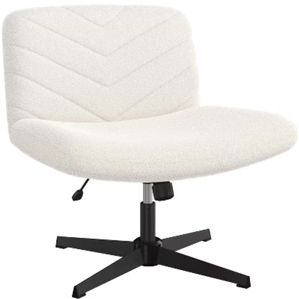 Yaheetech 28"H Fabric Swivel Desk Chair Office Chair for Home Office, Ivory