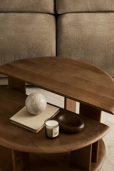 2-teiliges Couchtisch-Set aus Holz - Hellbraun