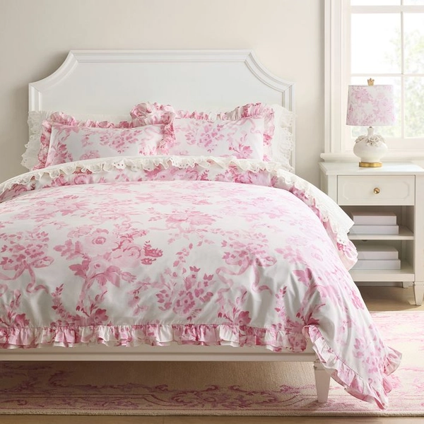 LoveShackFancy Damask Ruffle Duvet Cover
