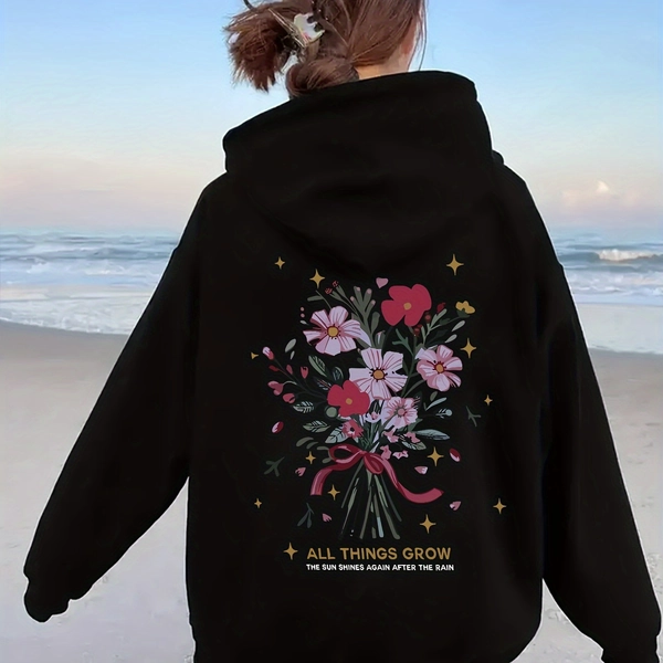 graphic garden womens casual floral graffiti print hoodie - Temu