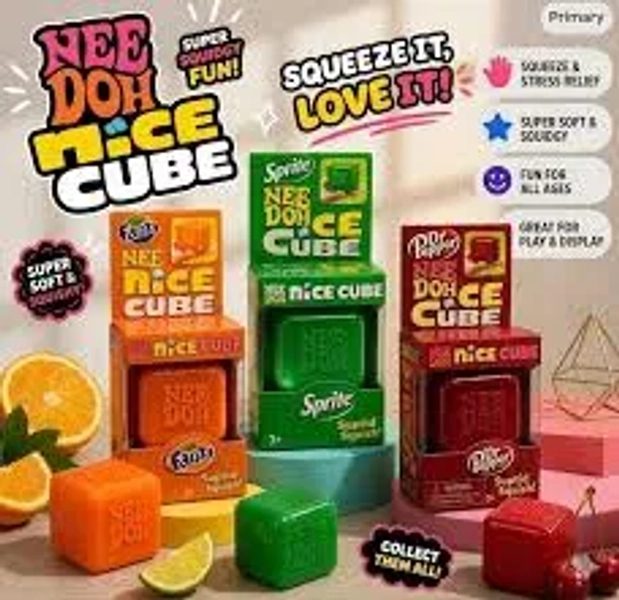 NeeDoh Nice Cube Squishy Sensory Fidget Toy, Soda Edition Stress Relief