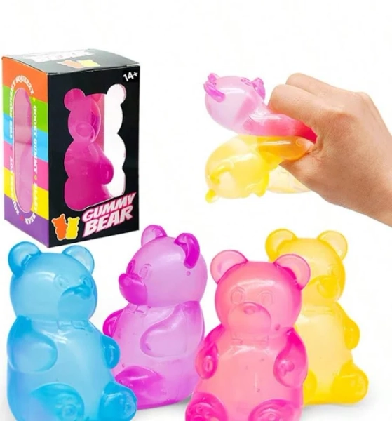 Multicolor Gummy Bear Squeeze Toy Fidget Toys Squishy Stress Relief Sensory Slow Rebound Soft Kids Adults Novelty Gift,Purple