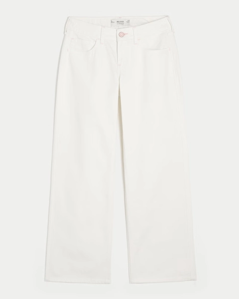 Low-Rise White Baggy Jeans