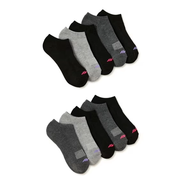 Avia Women's Performance Cushioned Low Cut Socks, Stocking Stuffers, 10-Pack