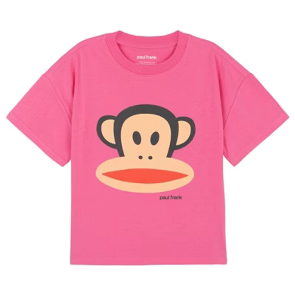 Paul Frank Big Girls Oversized Drop Shoulder T-Shirt Pink 10-12