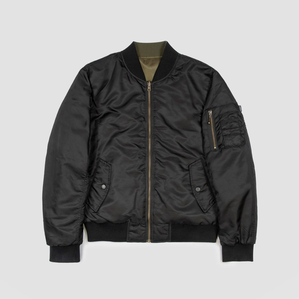 Del Bomber - Black and Green Reversible Flight Jacket