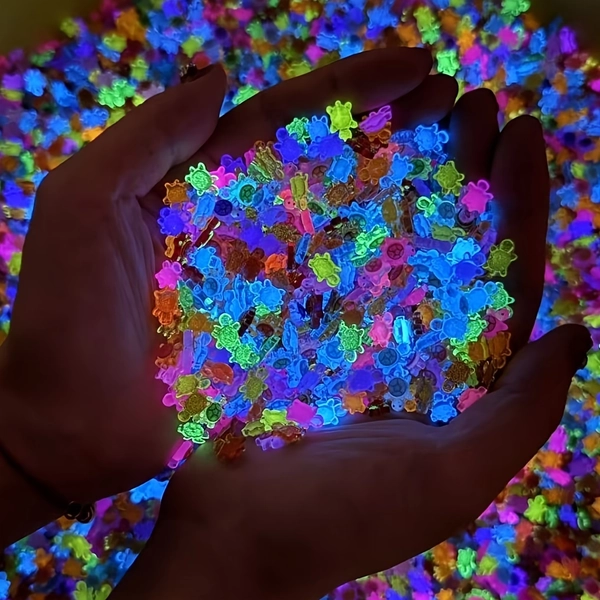 [Luminous Turtles] 100pcs Multi-Color Mini Luminous Resin Turtles | DIY Nail Accessories Decoration