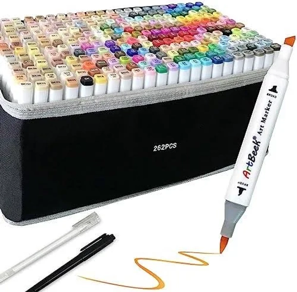 ArtBeek 262 Colors Alcohol Markers Brush Tip, Markers for Adult Coloring