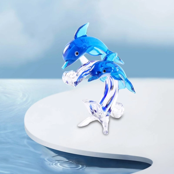 Double Crystal Glass Dolphins Figurines Collectibles, Miniature Handmade Sea Animal Sculpture Statue, Birthday for Women Men Kids, Home Office Desk Decorations - Walmart.com
