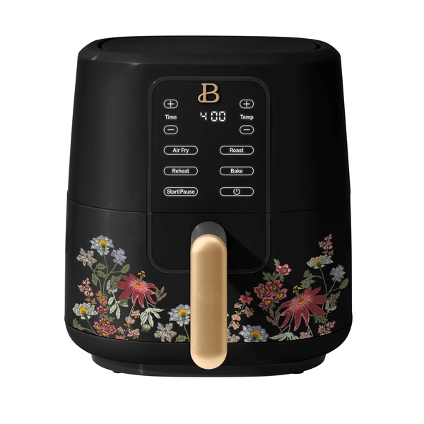 Beautiful 3 Qt Air Fryer with TurboCrisp Technology, EverGood Ceramic Nonstick Coating, Wildflower Black Sesame by Drew Barrymore
