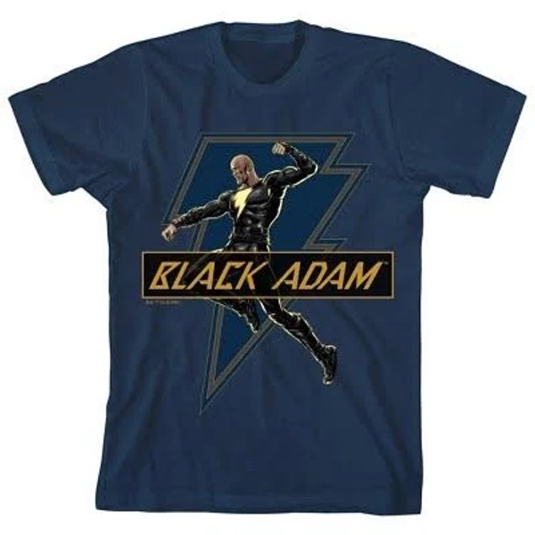 Black Adam Superhero & Thunderbolt Logo Crew Neck T-Shirt
