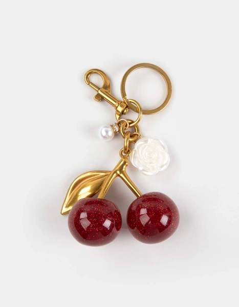 FULL TILT Red Cherry Flower Bag Charm - RED