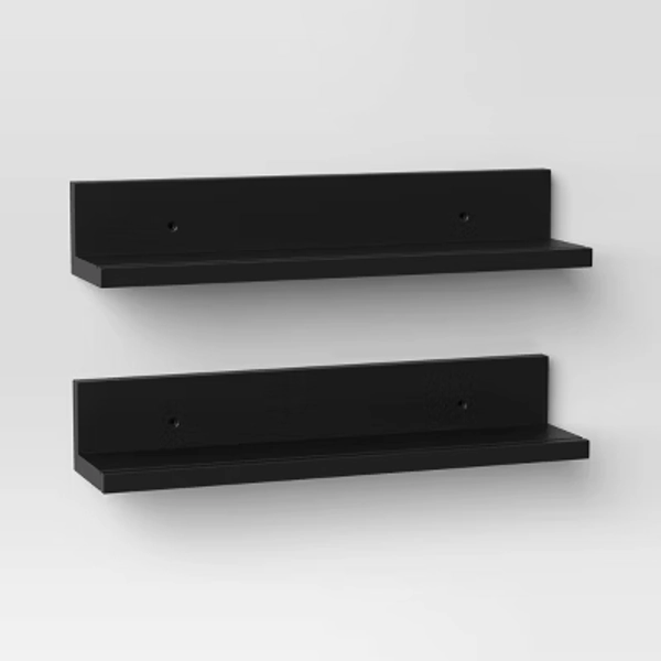 15" Wall Shelf Picture Ledge 2pk Black - Room Essentials™