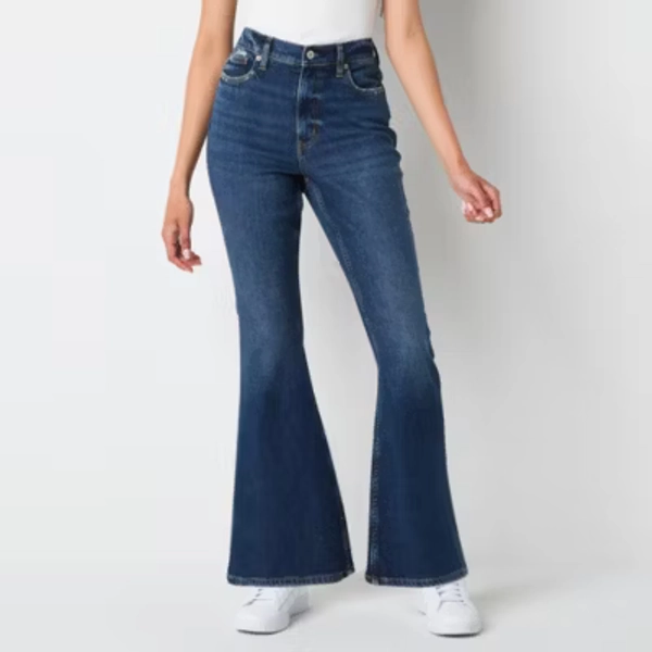 Arizona Womens Juniors High Rise Flare Leg Jean