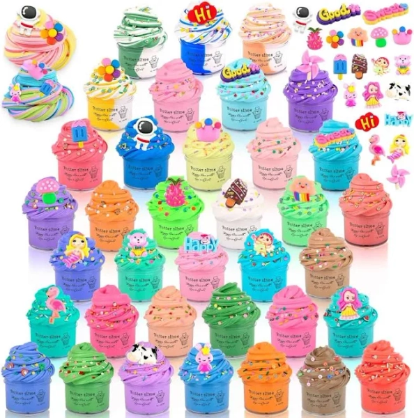 Butter Slime Kit 36 Pack Mini Slime Set with Charms for Kids Party