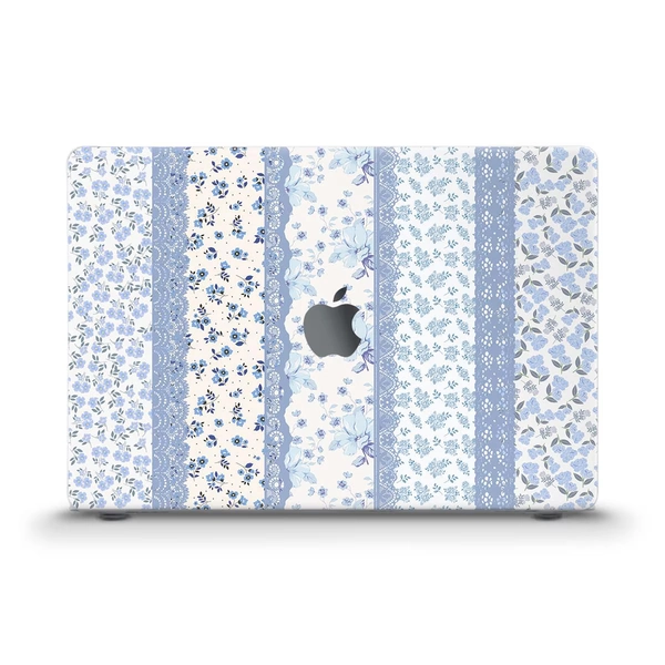Cute MacBook case Blue flowers Aesthetic MacBook Air 13 inch Air 15 M2 M3 Pro 13 Pro 14 Pro 16 Coquette ribbons Floral girly quilt case