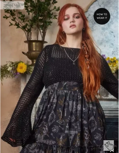 Nightfall Chain Bell Sleeve Crop Sweater