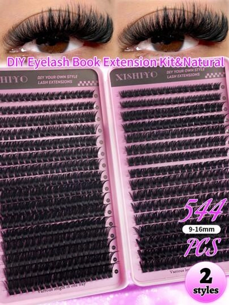 544/640PCS Clusters D Curl Fake Eyelashes High Capacity Suit For Thick Fluffy, Natural Look Eyes Makeup Beauty, DIY At Home Large Capacity Individual Eyelashes Book For Beginner Friendly, Starter, Makeup Artist, Soft And Long Lasting False Lashes, Diy Fox/Cat Eyes Makeup Segmented Lashes Extensions, Eyes Lashes Book Portable For Travel, Suit For Stage, Wedding, Outdoor, Daily Work, Music Party Using (80D100D/50D60D/30D40D/10D20D) Lash Clusters, Eyelash Clusters, Individual Eyelashes, Lashes, Fake Lashes