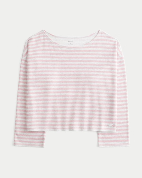 Easy Striped Off-the-Shoulder Sweatshirt