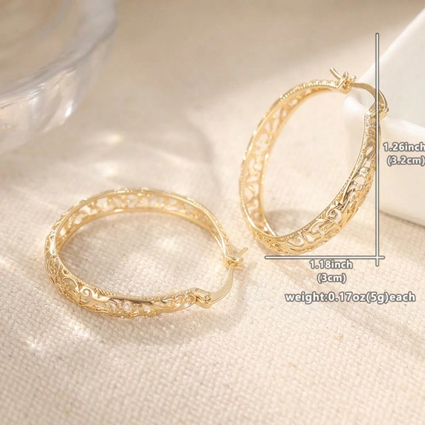Vintage Chic Hollow Copper Earrings, Suitable For Daily Wear And Vacation, An Ideal Gift For Her