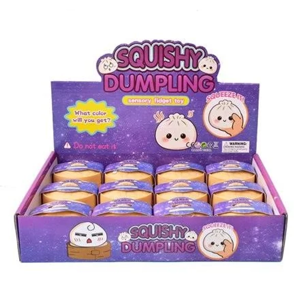 Lifemode Glitter Dumpling Squeeze Toy, TPR Stress Relief Ball With Steamer Basket, 5.3x4.5cm, Random Color