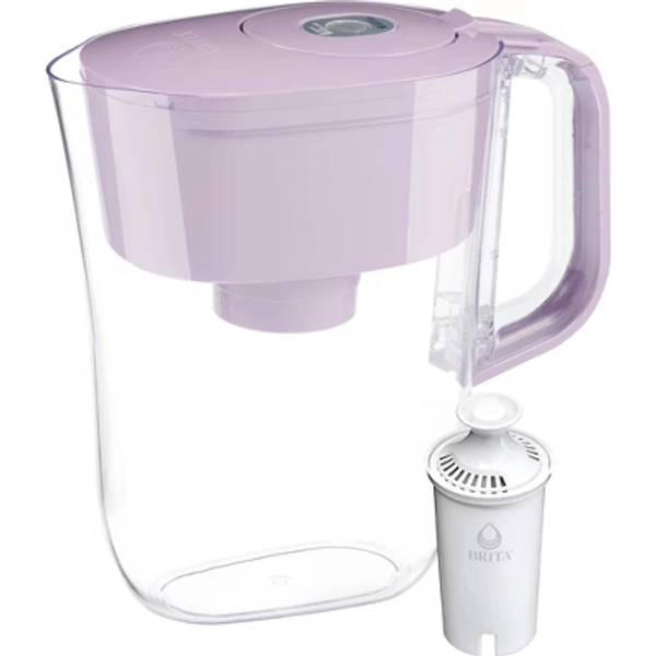 Brita 6-Cup Denali Water Pitcher Dispenser Lilac: Filters Mercury & Chlorine, Hand Wash, 3-Year Warranty