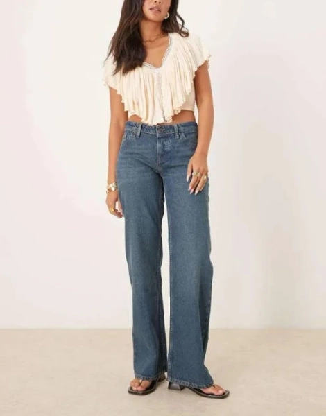 Free People tenessee low rise boyfriend jeans in mid-wash blue - OUTLAW - W27