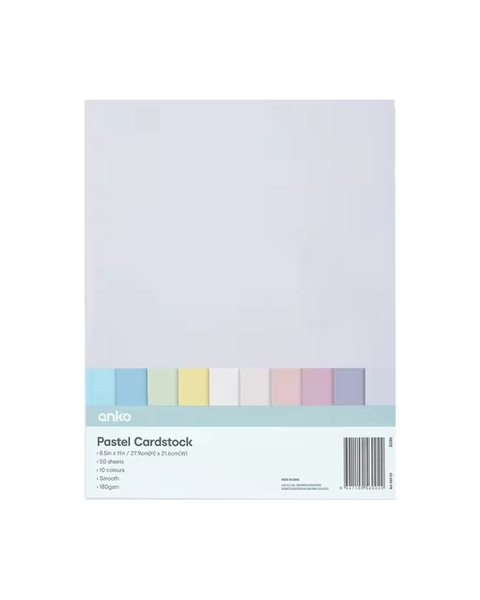 50 Pack Cardstock - Pastel - Assorted - One Size