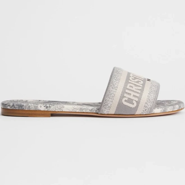 Women DIOR Dway Slide Embroidered Cotton And Toile de Jouy Motif